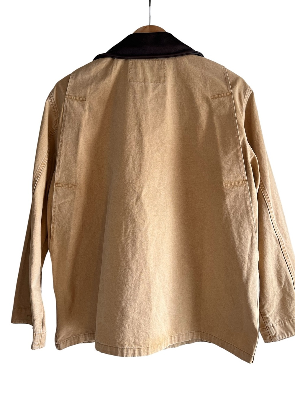 THE GREAT. Tan Barn Jacket with Dark Brown leather Collar excellent condition - Picture 10 of 15